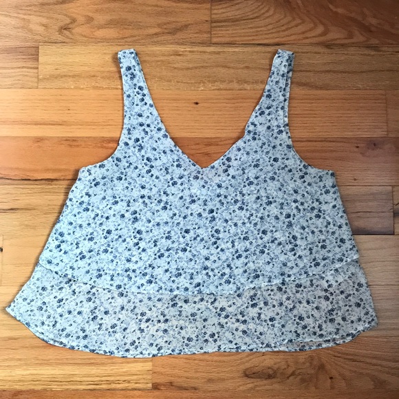 Garage Tops - Floral cropped layered tank top Garage Tops - Floral cropped layered tank top